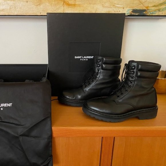 Saint Laurent Paris Black Combat Boots size 37 - Picture 2 of 8